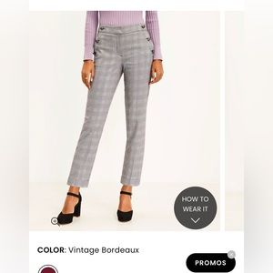 LOFT Slim sailor pants in plaid